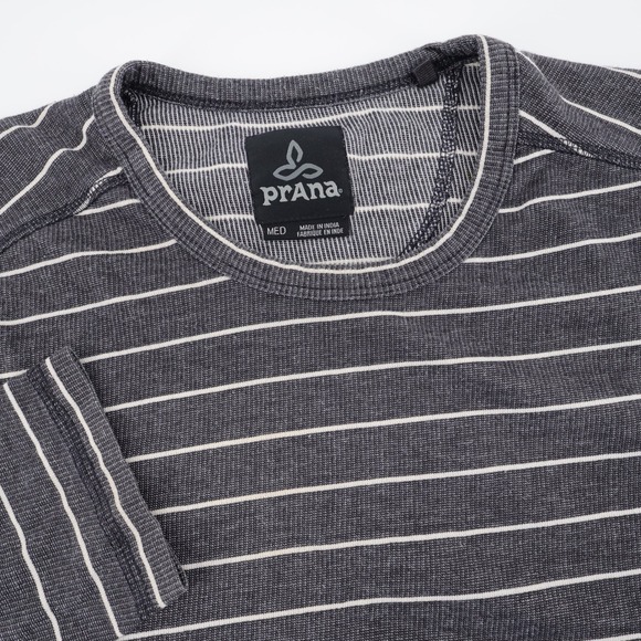 Prana Tops - Prana Keller Striped Organic Cotton Blend Shirt Charcoal Long Sleeve Women M